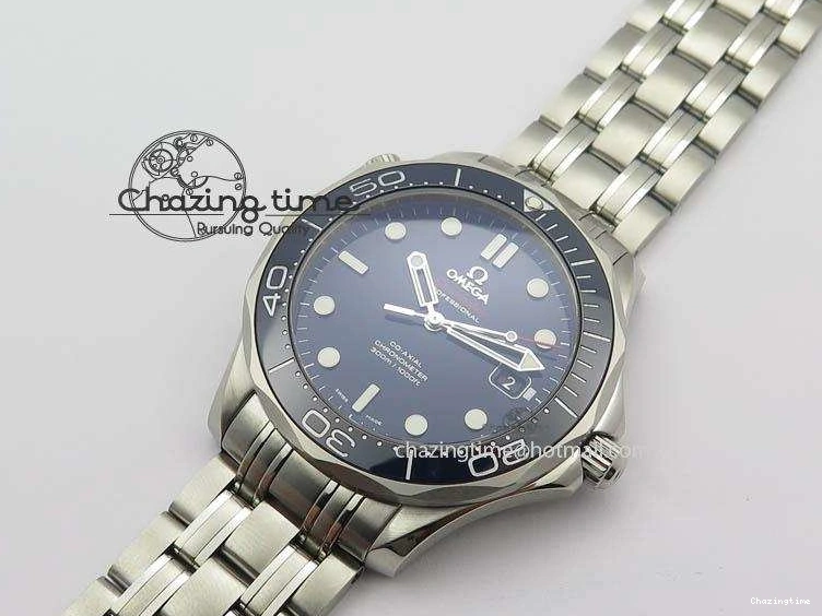 0226 WaterResistant Seamaster 300M SS MK 1:1 Best Edition Blue Dial Blue Ceramic Bezel On SS Bracelet A 8175